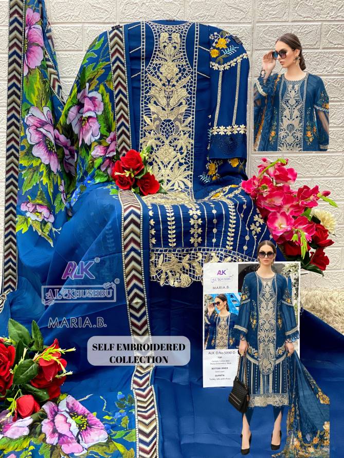 Maria B 5090 A To D By Alk Khushbu Cambric Cotton Pakistani Suits Wholesale Market In Surat With Price